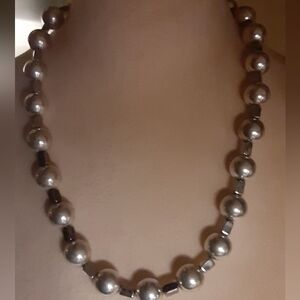 Vintage Handmade Large STERLING BEADED NECKLACE 24" 80g